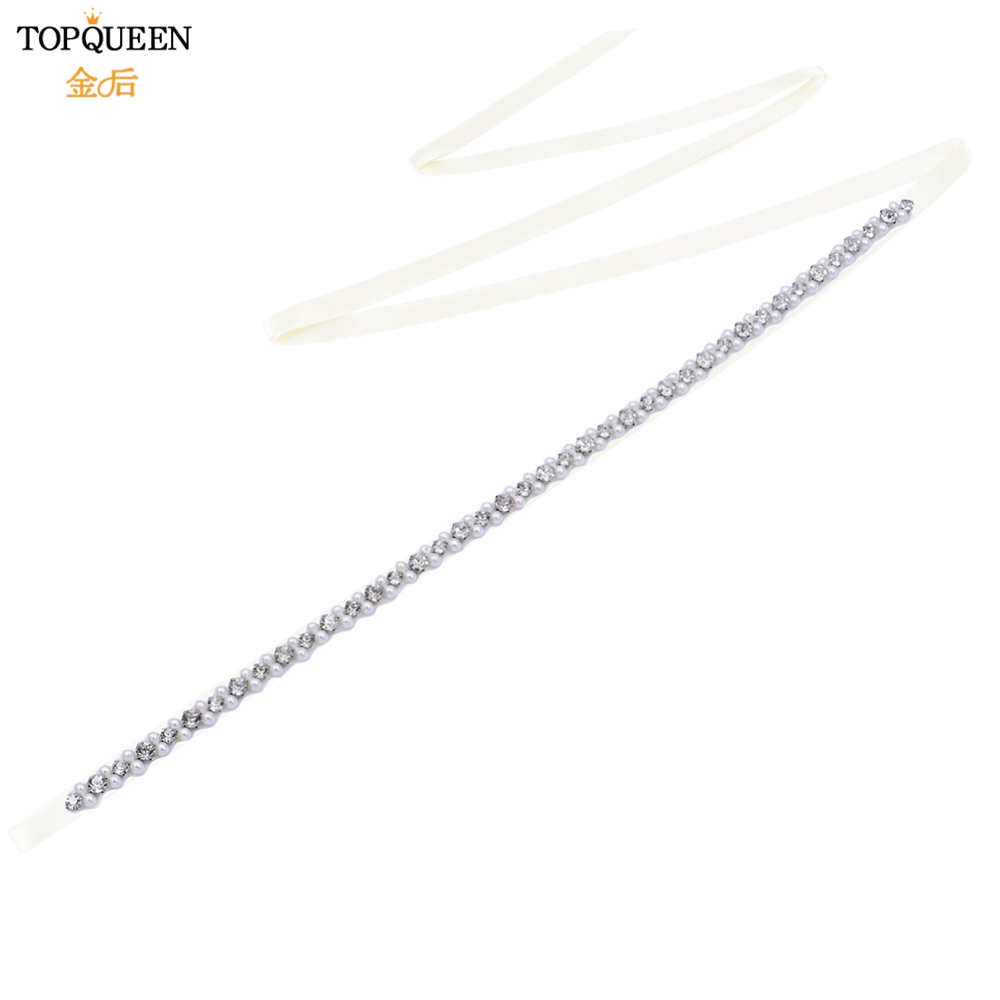 TOPQUEEN Bruid Riem Zilveren Diamanten Bruiloft Riem Banket Party Parel Jurk Accessoires Bruiloft Gast Bruidsmeisje Accessoires S381: Bruin