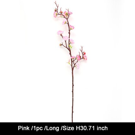1 Uds ramas de ciruelo rojo flores artificiales para decoración de boda al aire libre flor decoración de invierno planta de jardín casero: Long pink