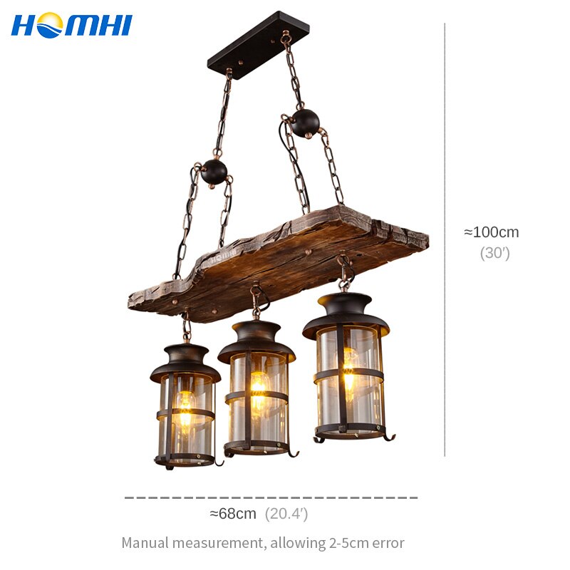 Luminaire industriel suspension cheval rétro lampe barre américaine suspension éclairage loft bois suspension luminaire lustre rustique