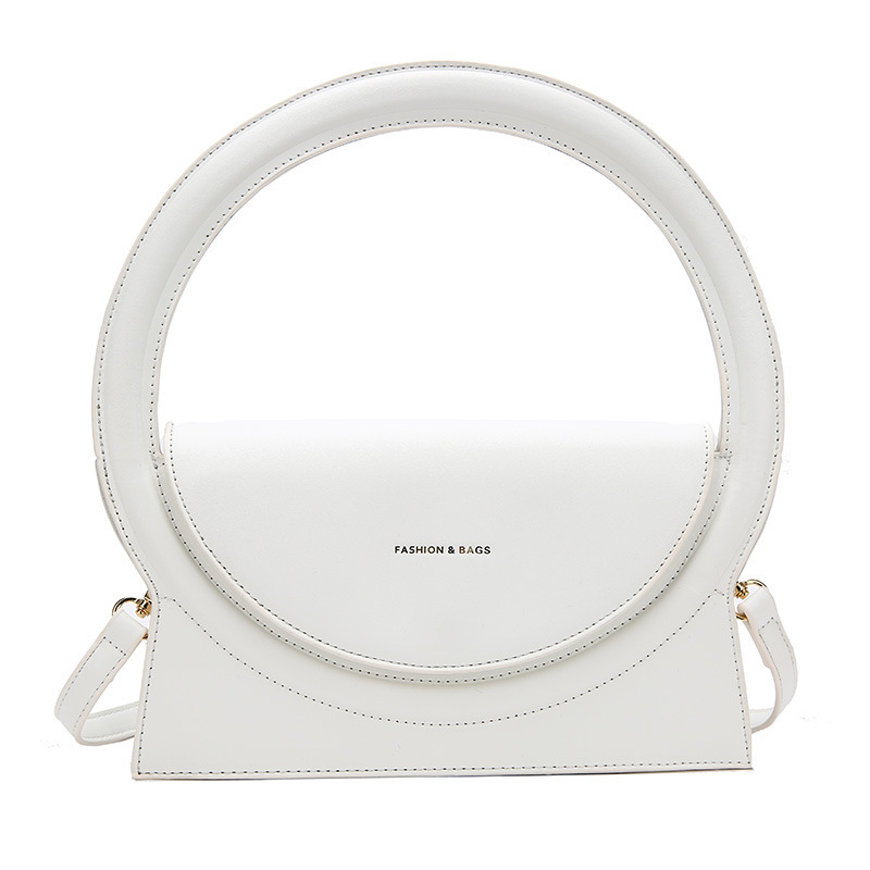 Dames ronde ring handtassen grote ronde tote leren schoudertas dames crossbody tassen boodschappentassen met handvat: Wit