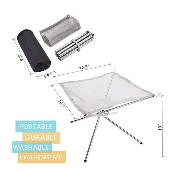 Bärbar sammandragbar bbq hållare ställ utomhus bärbar brand ställning hopfällbar bord grill rostfritt stål spets kolspis