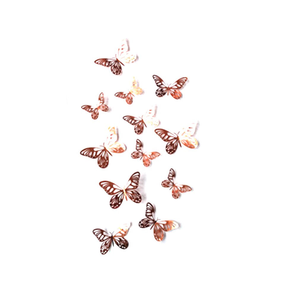 3D Butterfly Wall Decals, DIY Metallic Wall Stickers Art Decorations for Room Home Nursery Classroom Offices: Rose gold