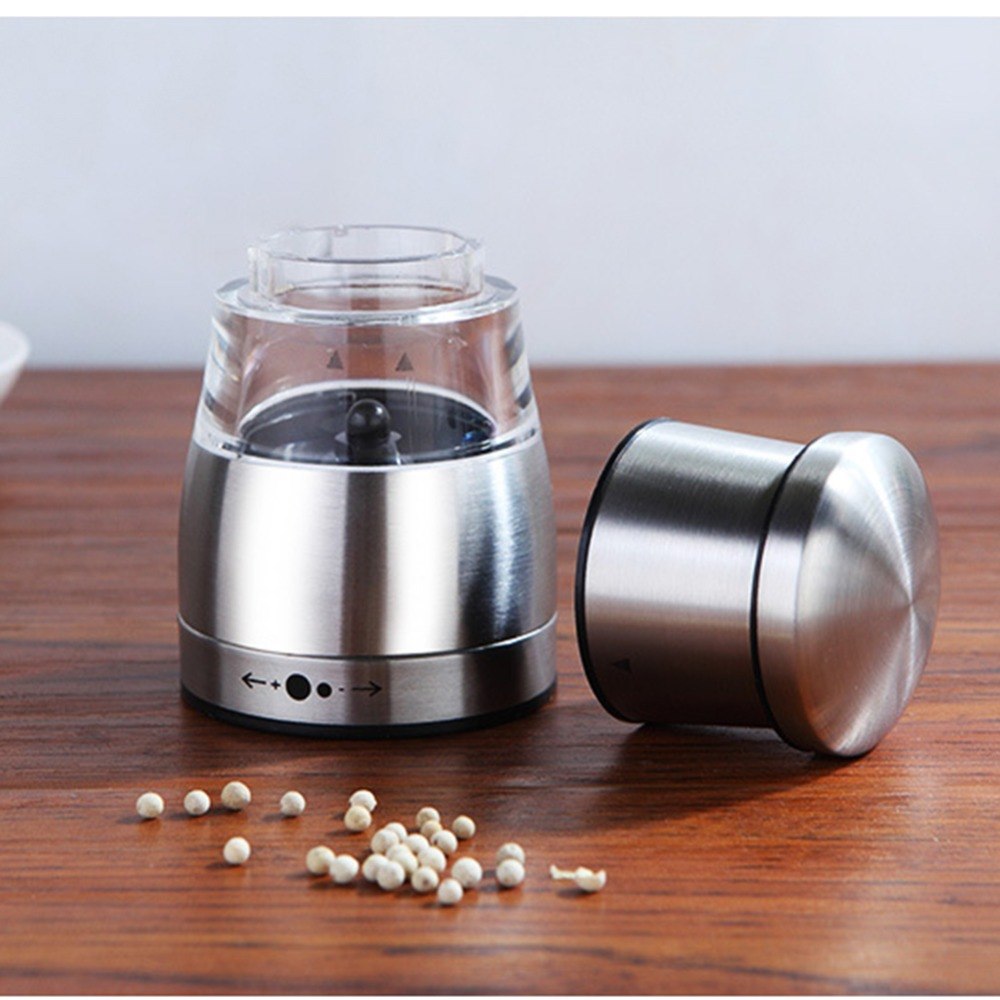 Salt- och pepparkvarn set pepparkvarn manuell kryddkvarn salt rostfritt stål lock glasflaska justerbara keramiska kvarnar