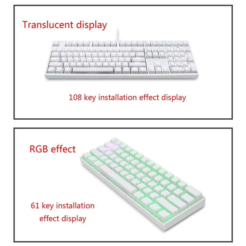 Two-Color RGB Translucent Keycaps PBT XDA Height Pudding OEM Keycap 108 Keys for cherry Mx Switches Mechanical Keyboard