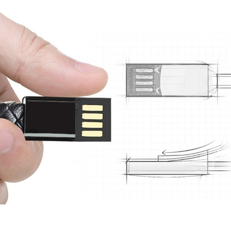 Mini Cable Micro USB portátil de cuero para iPhone 6 6s, Cable de carga de datos para teléfono Android tipo C