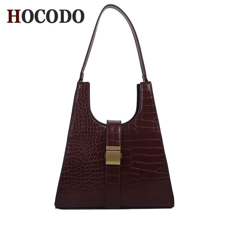 HOCODO Vintage Crocodile Pattern Female Bag Luxury Shoulder Bags For Women Pu Leather Ladies Handbags And Purses