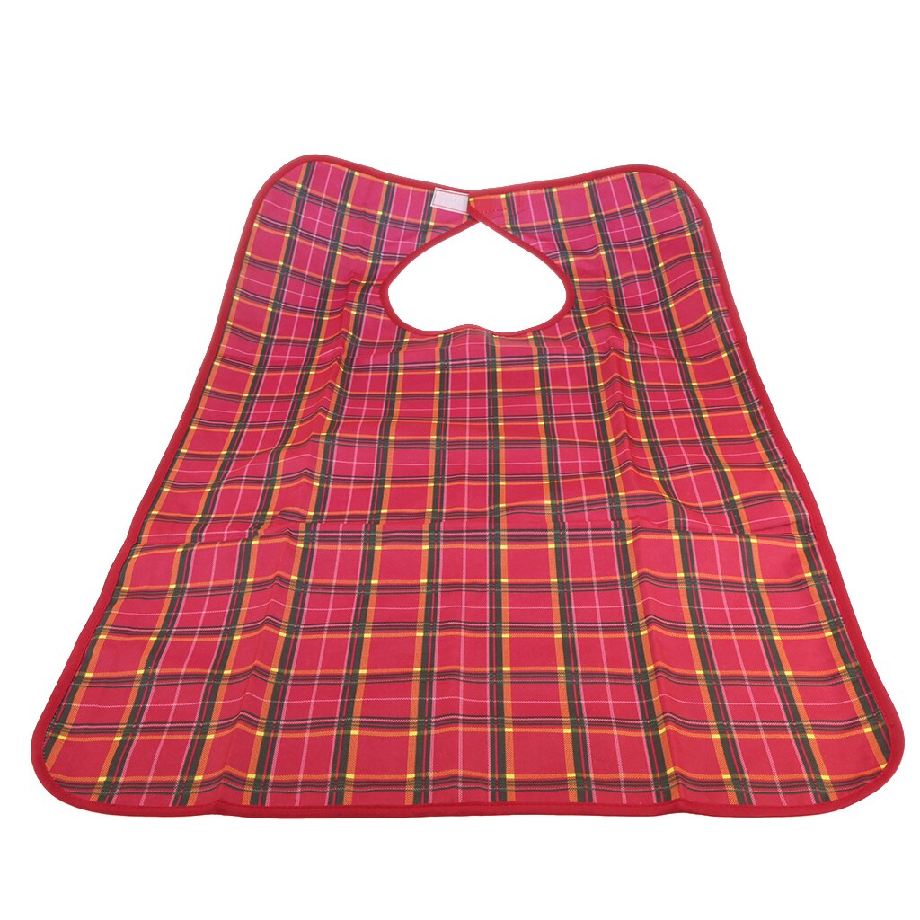 Protection imperméable pour bavoir pour adulte, tablier lavable avec poche: Red