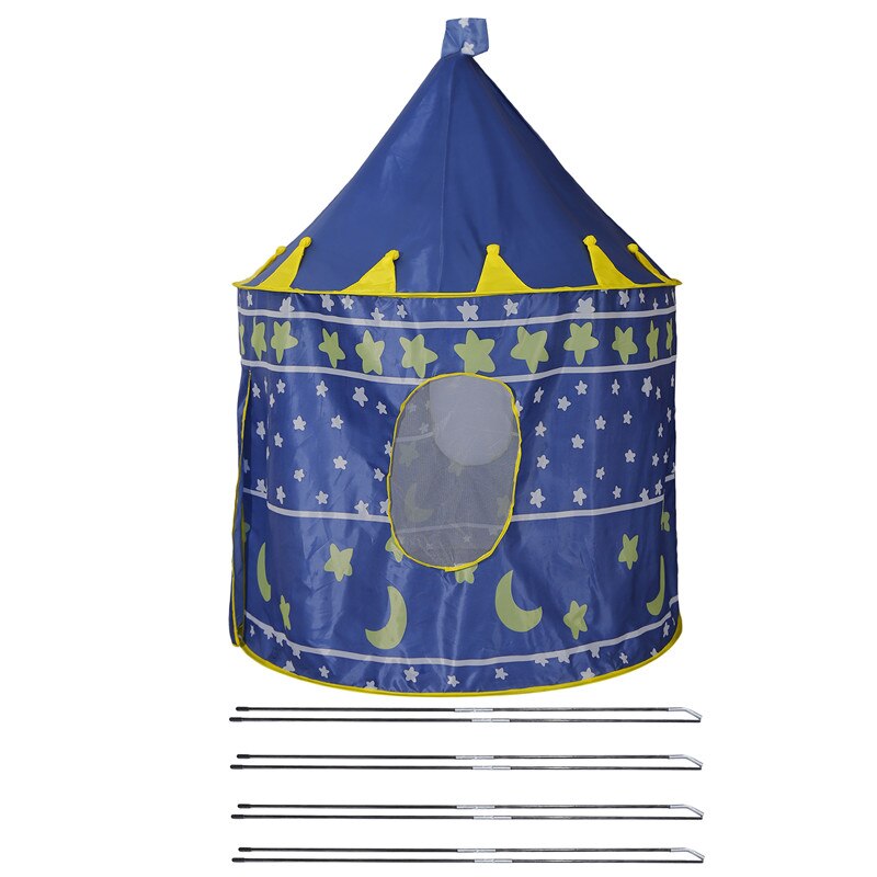 1,3 M Tragbare kinder Zelt Wigwam Klapp Kinder Zelte Tipi Baby Spielen Haus Große Mädchen Rosa Prinzessin Burg Kind room Decor: Blue-3