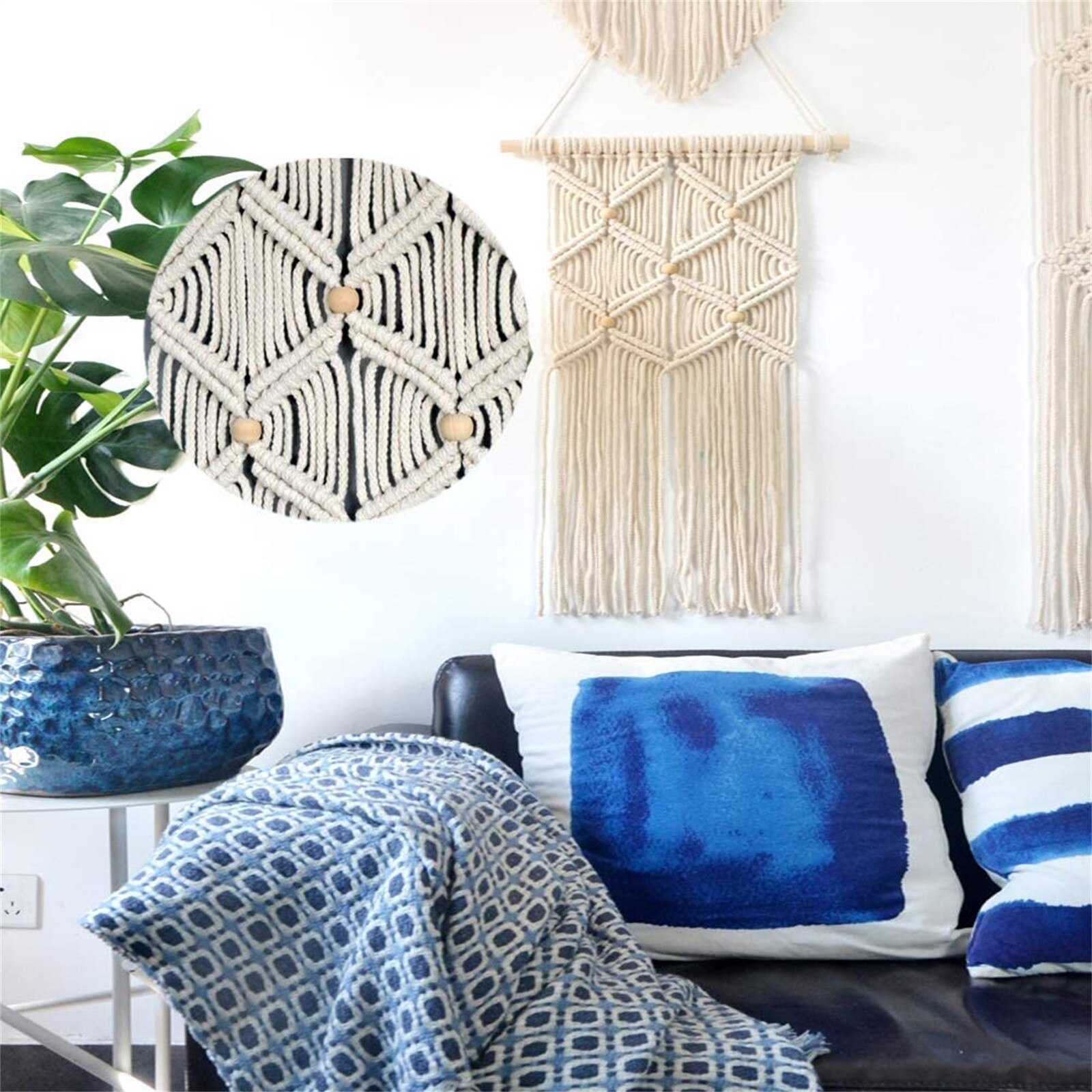 Cuerda de algodón para artesanía, hilo de macramé de Color sólido, Textiles para el hogar, duradera, no se decolora