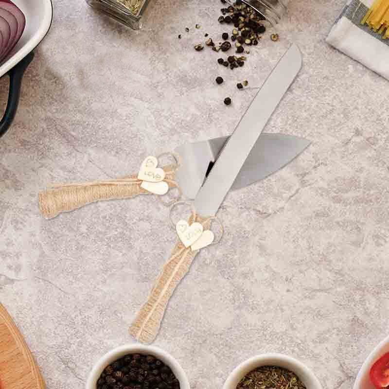 Rustic Wedding Cake Knife and Server Set, Wedding Cake Knife Serveing, Rustic Style Wedding Cake Cutter Set for Partys Weddings
