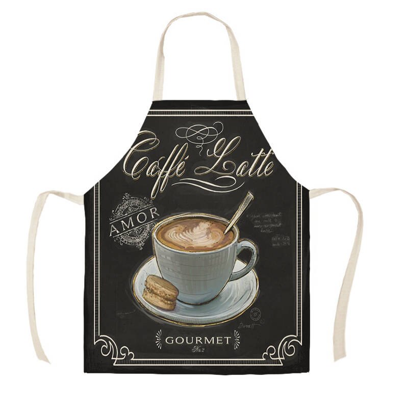 Coffee Pattern Kitchen Aprons for Woman Man Home Cooking Baking Shop Cleaning Cotton Linen Apron WQi857: WQi85701 / 38x47cm Kids Size