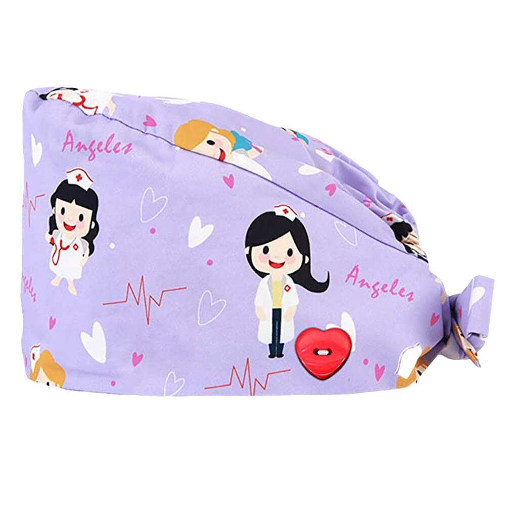 Beautician Dust Cap Multicolor Cartoon Cartoons Printing Cap Scrub Cap Casual Gourd Hat Adjustable Unisex Chef Hat