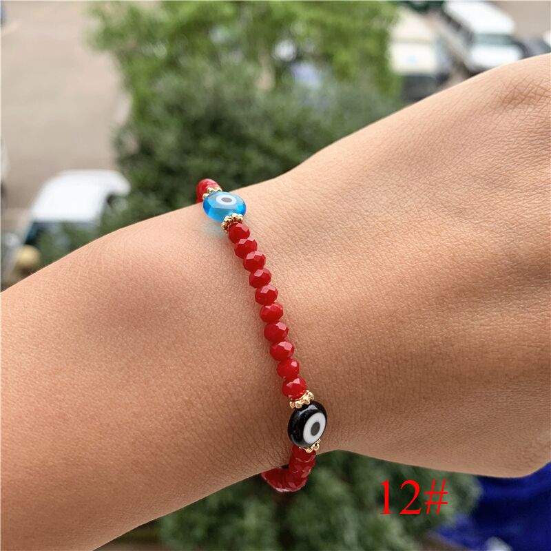 Cristal bleu turc mauvais œil Bracelets pour femmes à la main perles de verre chaînes bijoux chanceux accessoires Couple Bracelet: F12
