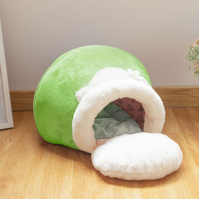 Cama para gatos, cama de nido de abeja para gatos, cama cerrada plegable, Perrera de invierno, cálido nido, almohadilla de sueño reparador, cueva para cachorros de animales, suministros para mascotas: Avocado / M