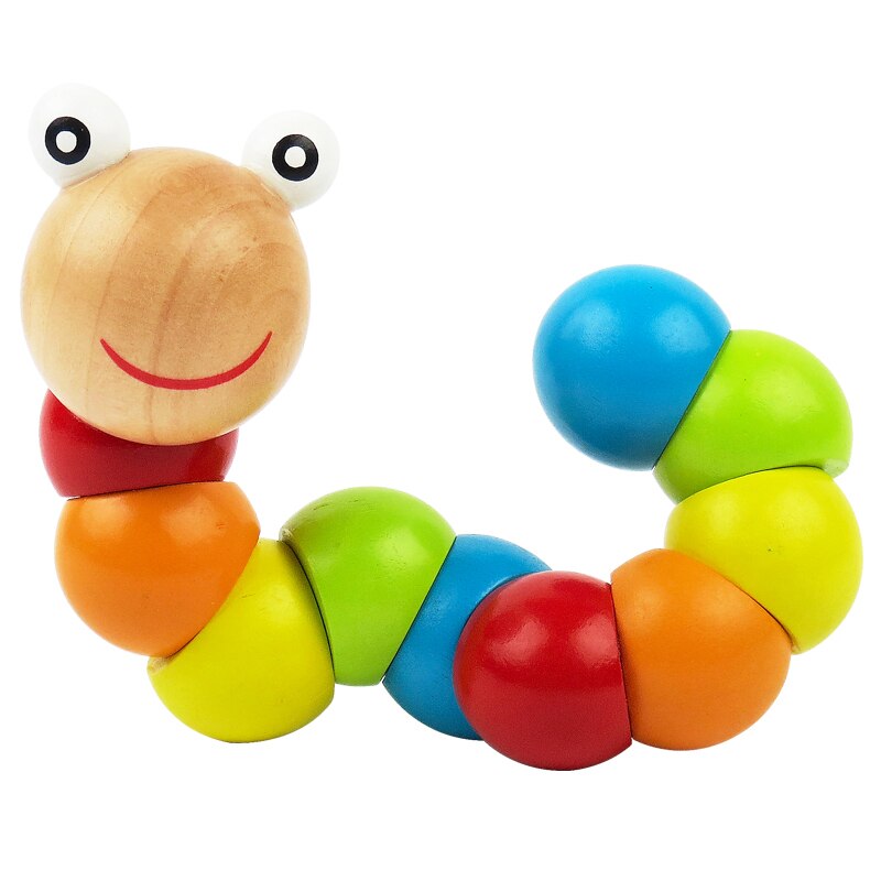 Funny Kids Twist-Gekleurde Insecten Speelgoed Houten Verscheidenheid Draaien Inchworm Developmental Baby Educatief Speelgoed Voor Baby Boy