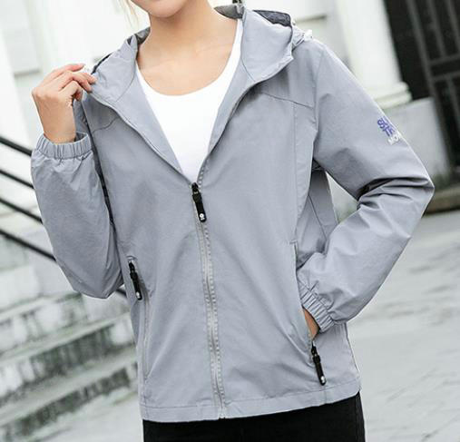 S-4XL Autumn women's student sports casual windbreaker thin section loose short running zipper coat tide Jacket: Gray / 4XL