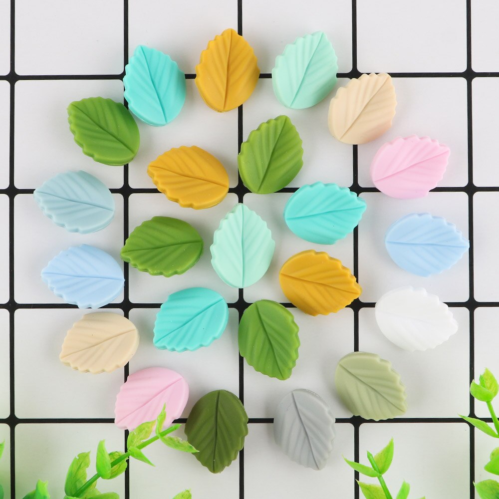 Sunrony 10 Stück Mini Blatt Blume Silikon Perlen für Schmuckherstellung Lebensmittelqualität DIY Schnullerkette Halskette Zubehör Babyspielzeug