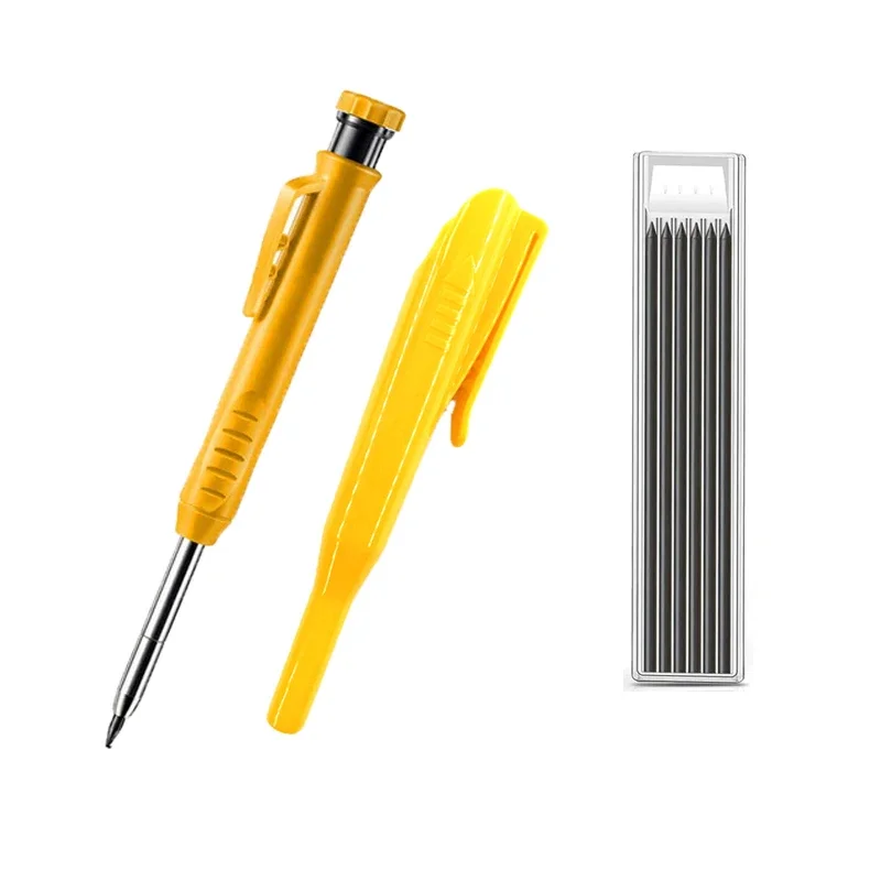 Ensemble de crayons de charpentier solide avec recharge de plomb, outils pour le travail du bois, crayon mécanique, outils de travail de Construction, traceur de marquage de menuiserie: Rose