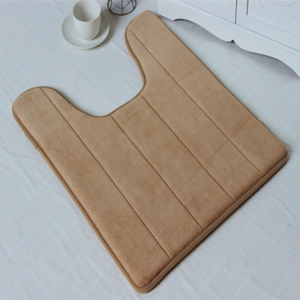 Bathroom U-shaped Floor Mat Toilet Mat PVC Bottom Anti Skid Water Absorbent Pad Toilet Supplies 20x24x0.5 Inch