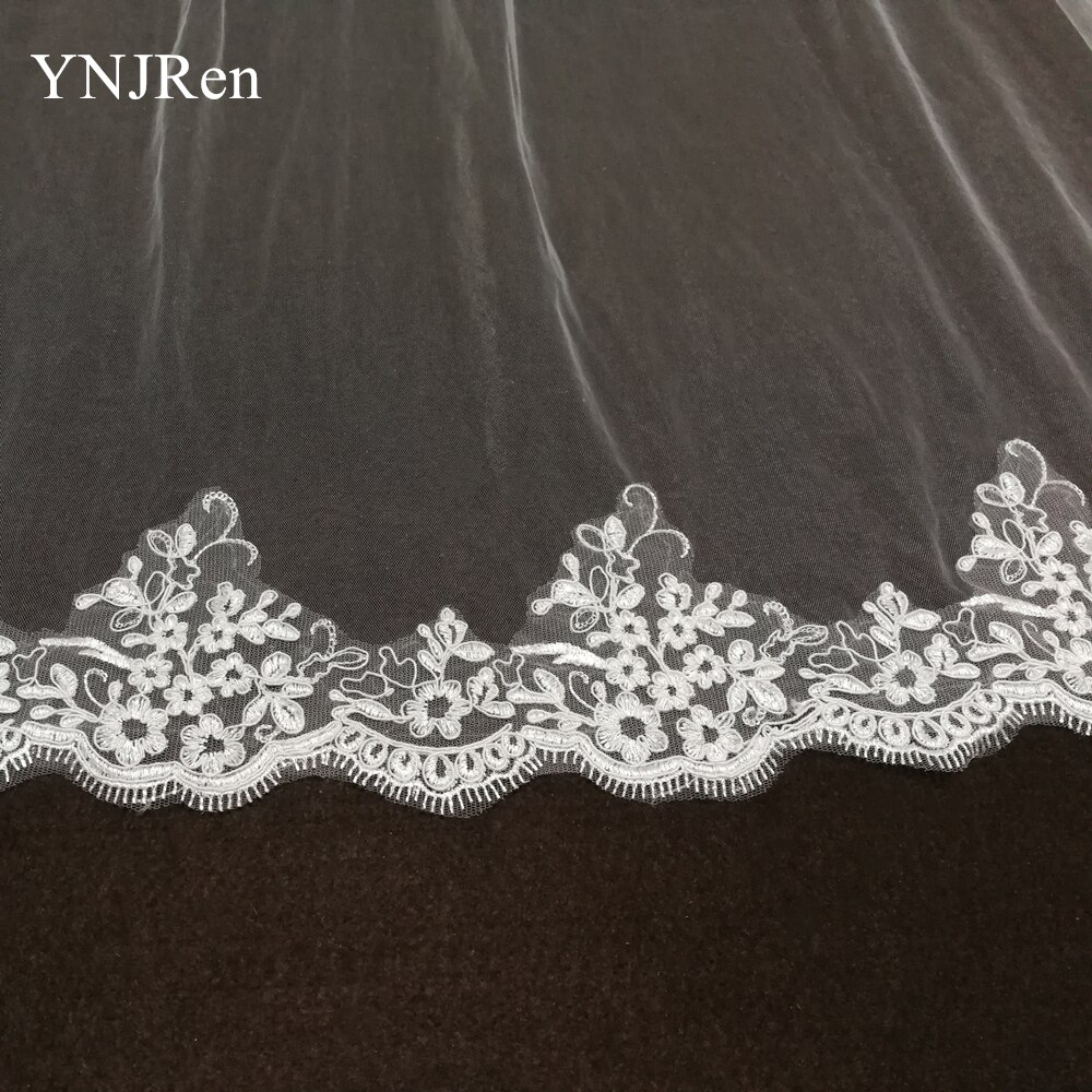 Real Photos Wedding Accessories White/Ivory Wedding Veil with Comb Lace Mantilla Cathedral Bridal Veil Veu De Noiva