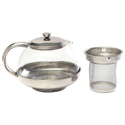 800ml Edelstahl Glas Teekanne verlieren Infuser Kaffee Tee Blatt Pflanzliche Dekor