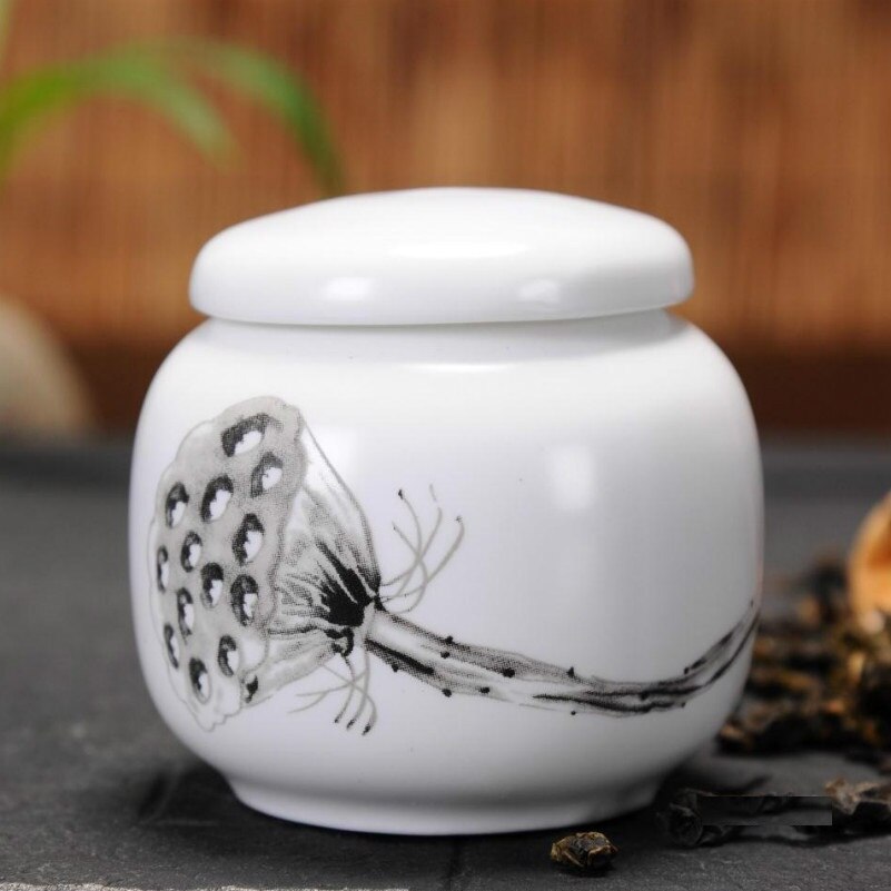 Mini boîte à thé Portable créative en céramique, récipient traditionnel chinois à thé avec motif de peinture chinoise: 6x6cm / 06