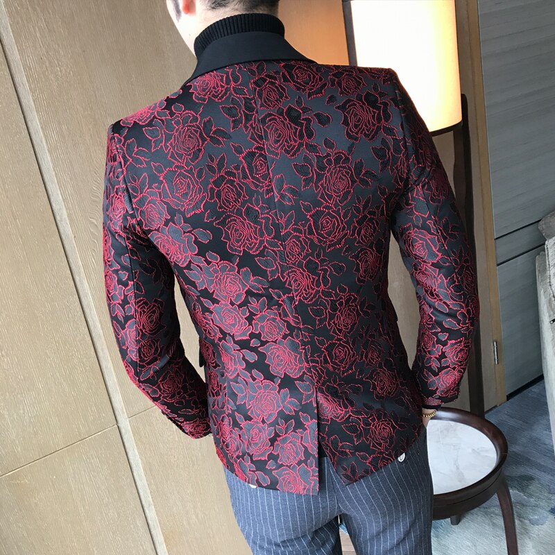 herren Geschäft lässig Dünne Anzug Blazer Gentleman Kleine Blume Druck Große Größe Dünne Jacke Mantel m-5XL