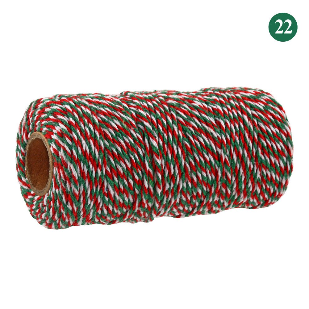 Hilo de algodón colorido para manualidades, hilo de macramé, para envolver , decoración de boda, 100 m/rollo: Green red white