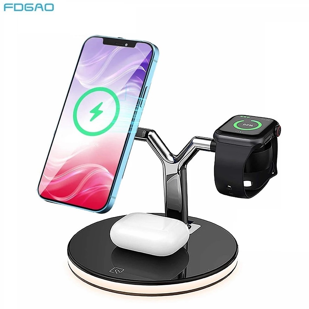 3 In 1 25W Snelle Magnetische Draadloze Oplader Stand Voor Magsafe Iphone 12 Pro Max Apple Horloge 6 5 4 3 2 Airpods Pro Qi Opladen Dock