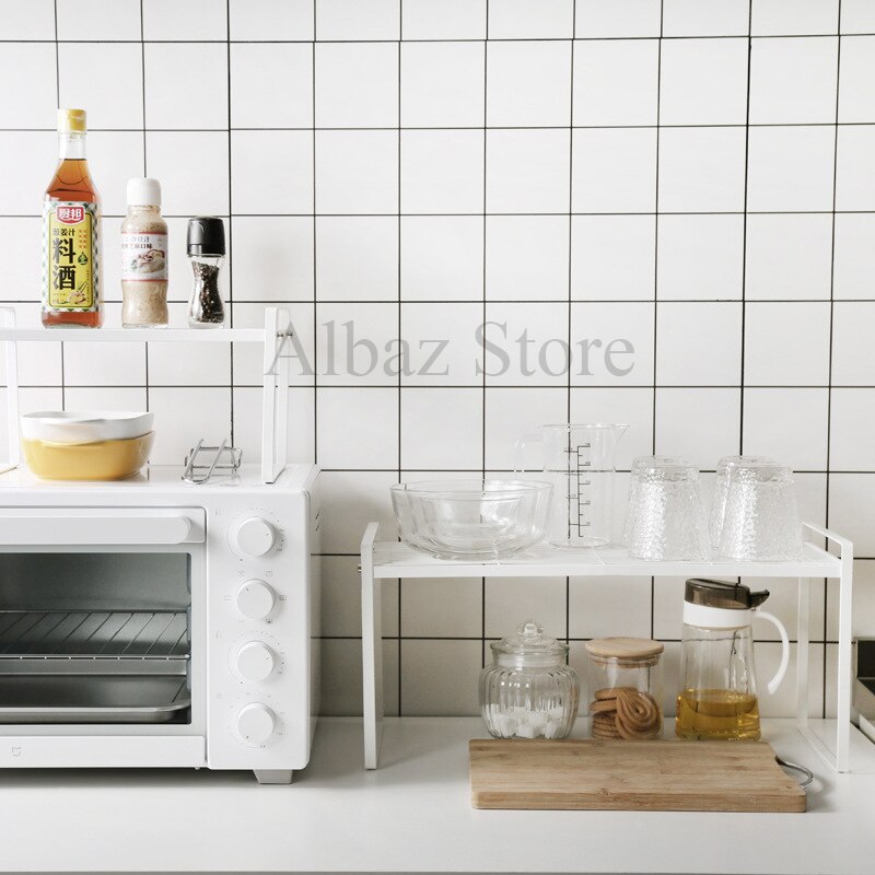 Kitchen Organizer Cabinet Layered Shelves Desktop Storage Cabinets Kitchen Gadget Supplies Storage Rack Spice Jar Cabinet Shelf