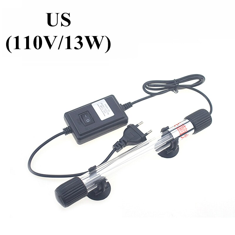Pefilos 13W U-VC Aquarium Fish Tank Germicidal UV Light Sterilizer Pond Submersible Clean Lamp Red