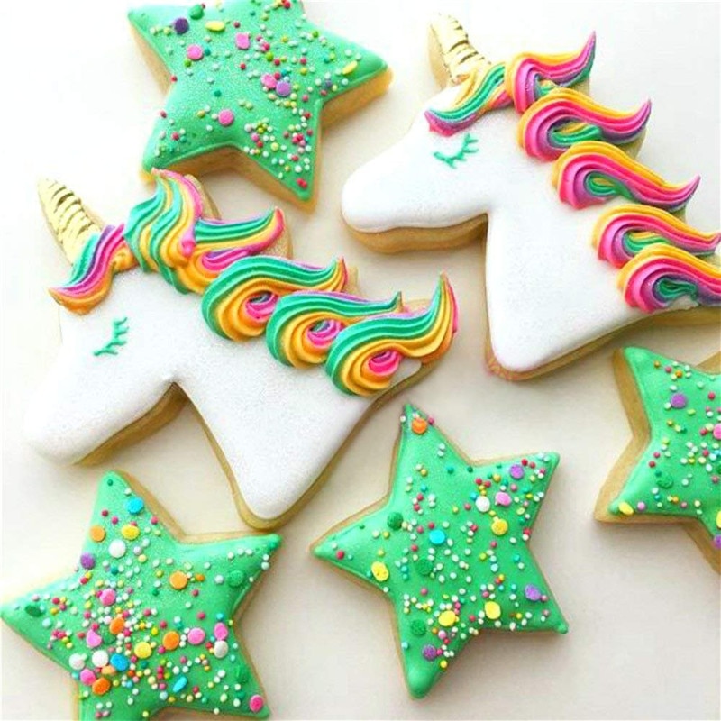 3 Stks/set Eenhoorn Cookie Cutter Rvs Cut Snoep Biscuit Mold Koken Gereedschap Rainbow Cake Fondant Cutters Mould