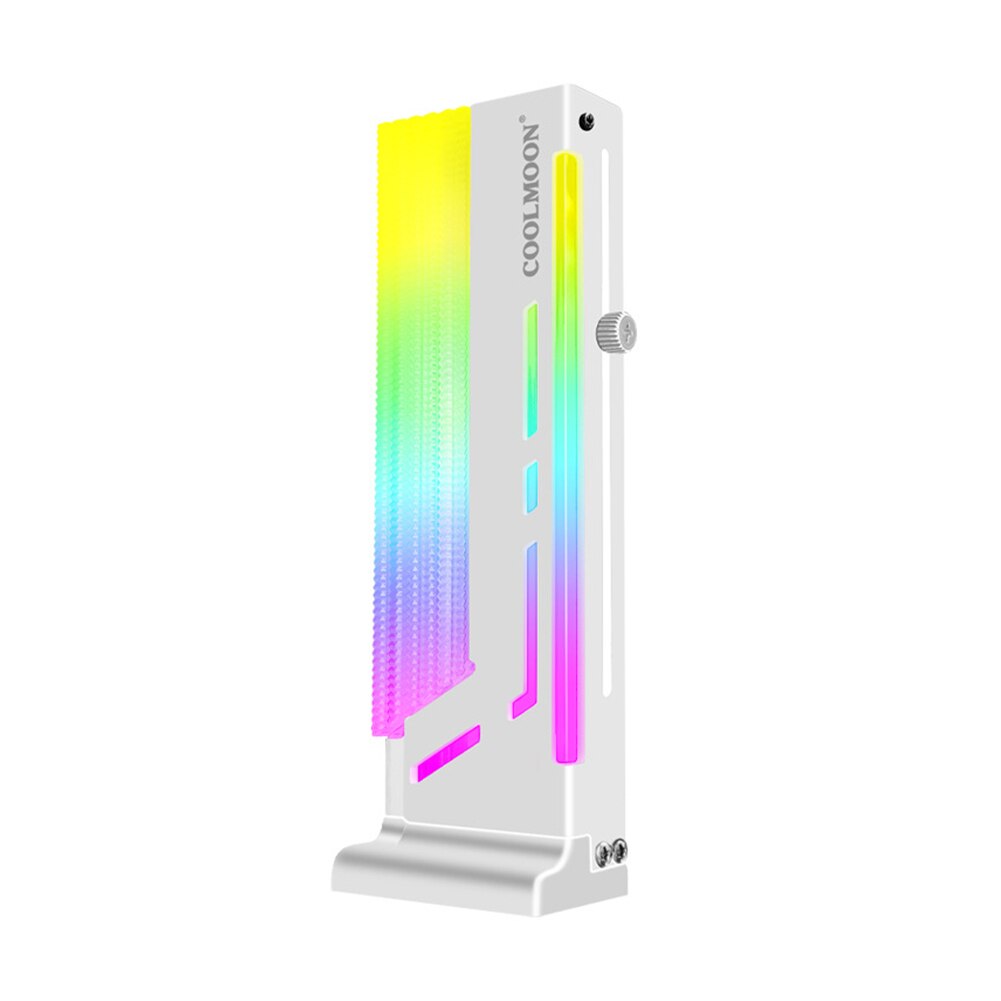 COOLMOON CM-GH2 Vertical GPU Cooling Support Bracket Colorful 5V A-RGB Bracket Computer Graphics Video Card Stand GPU Holder: White