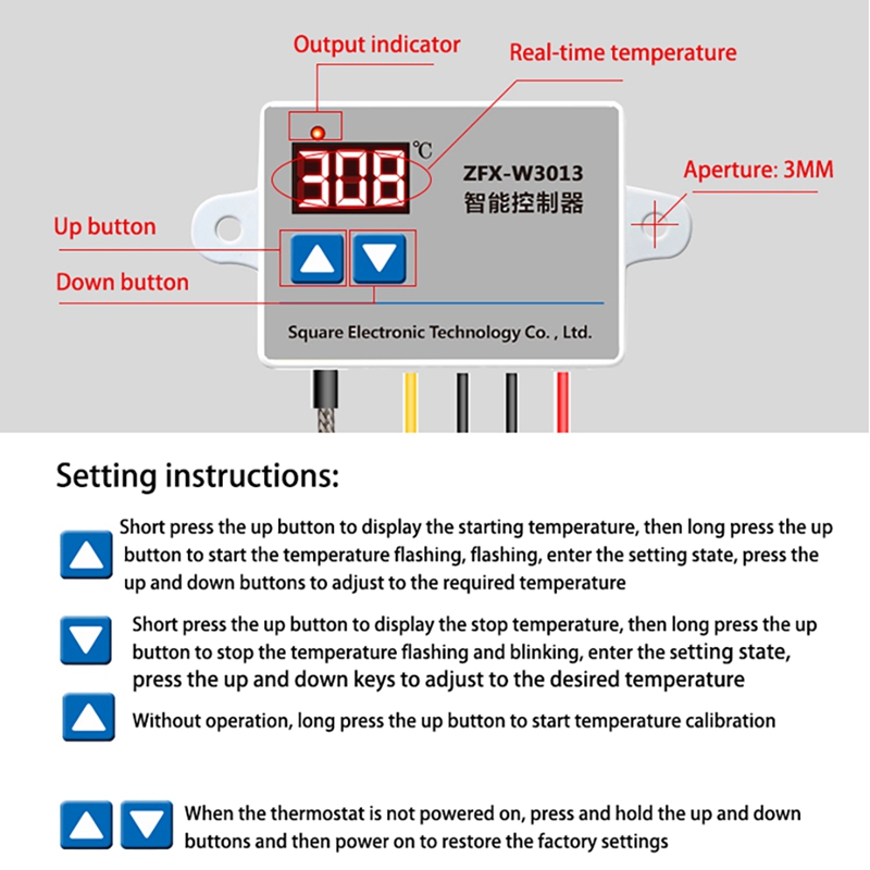 ZFX-W3013 Microcomputer Digital Thermostat 220V 0℃-999℃ Digital Display Electronic K-Type Thermocouple Controller
