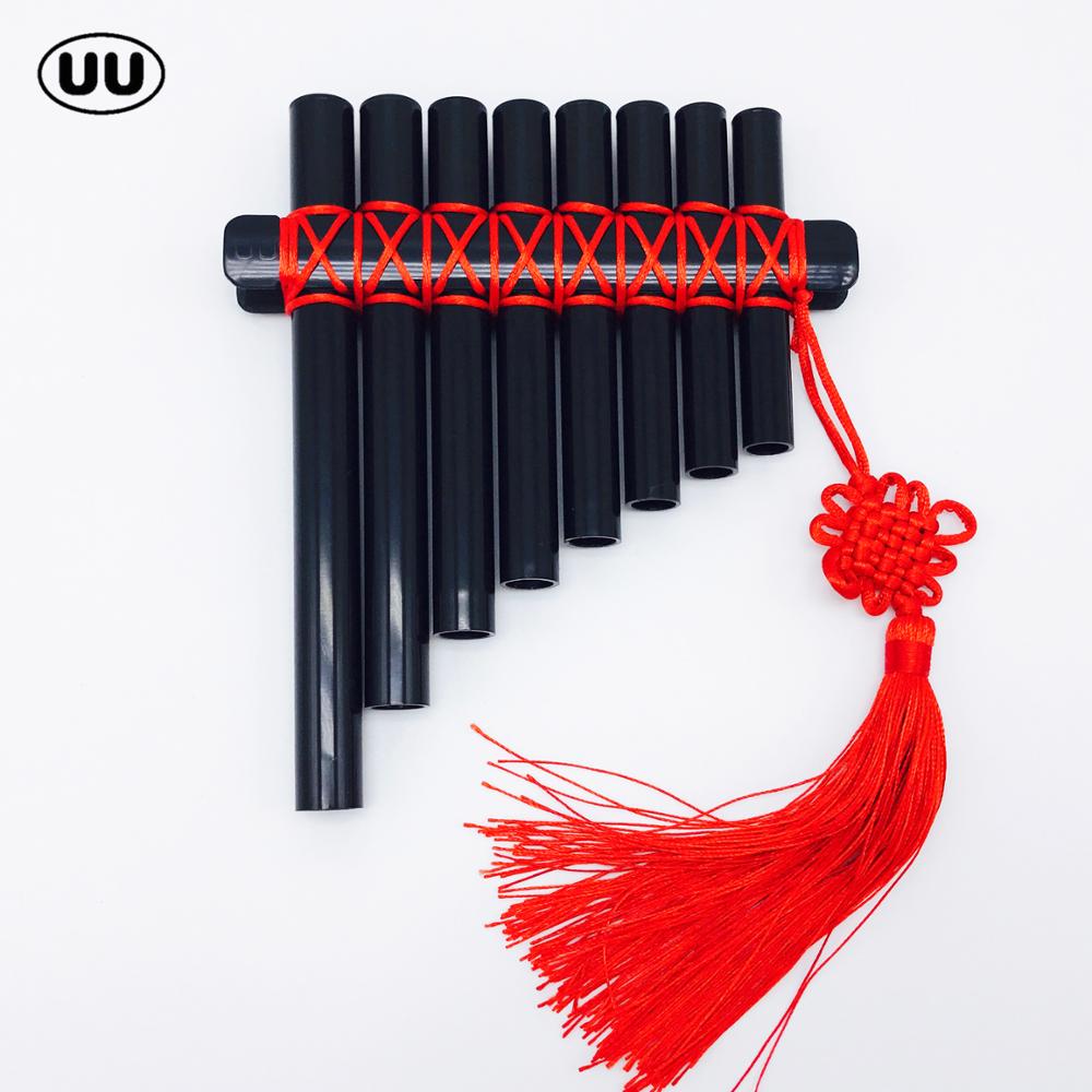UU Pan Flute Flauta 8 Pipes Panpipes ABS Plastic Chinese style PanFlute Handmade Kids DIY Pan Pipe Woodwind Musical Instruments: C Black Final Goods