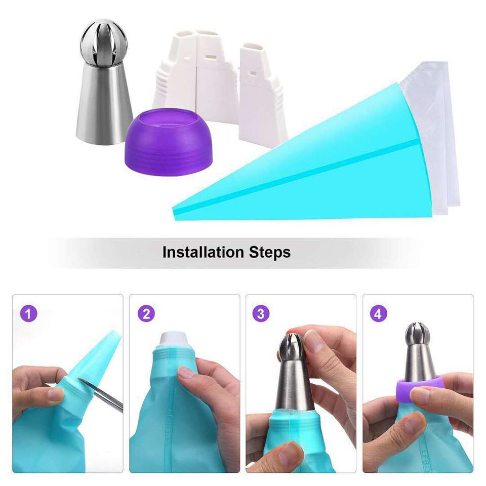 32Pcs Cake Decorating Supplies Tips Kits Stainless Steel Baking Supplies Icing Tips with Pastry Bags