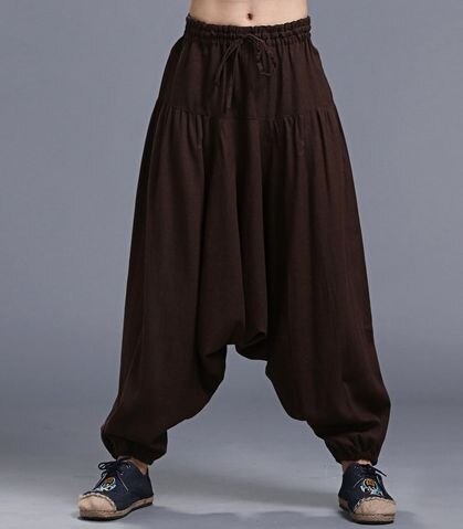 Samurai japonés pantalones de tiro caído Boho pantalones bombachos holgados Hiphop baile de pantalones de chándal de algodón ropa de bebé 71907: L / 3
