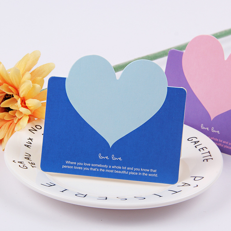 50 stk / taske blandet farve kærlighed hjerteform lykønskningskort valentinsdagskort bryllupsinvitationer kort romantisk takkort