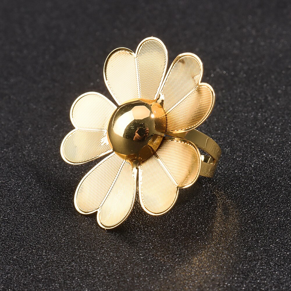 Ensemble de bijoux de mariée de dubaï, fleur de luxe, couleur or, collier rond, boucles d&#39;oreilles, bijoux de mariage, bague, bague, Nigeria