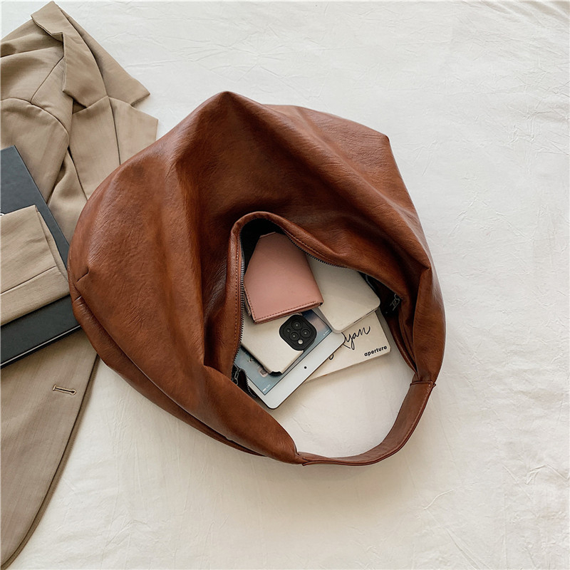 Große schwarze Umhängetaschen für Damen, große Landstreicher-Käufer-Tasche, einfarbig, hochwertiges weiches Leder, Umhängetasche, Damen-Reise-Einkaufstasche