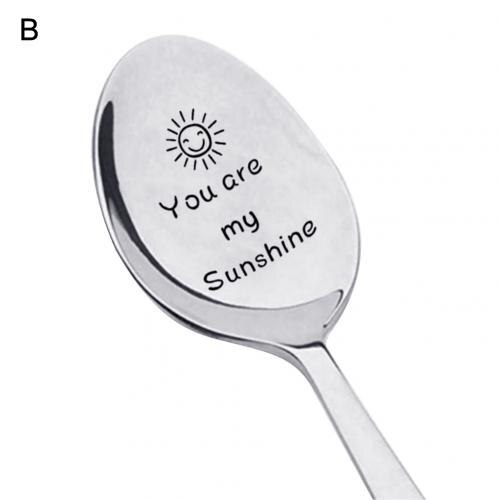 Portable Stainless Steel Peanut Butter Coffee Rice Tea Soup Spoon Couple Valentine's Day Drinking Tableware: B