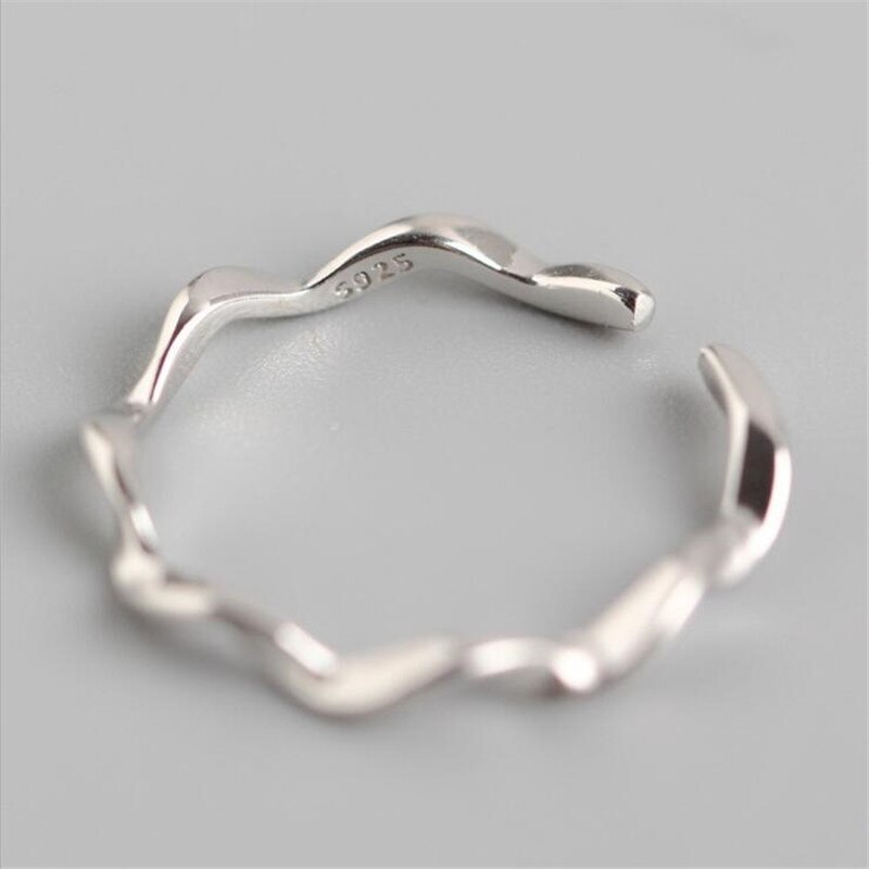 Anillo de Plata de Ley 925 con línea retorcida, joyería sencilla de onda lisa, anillos de apertura populares, nueva , R049