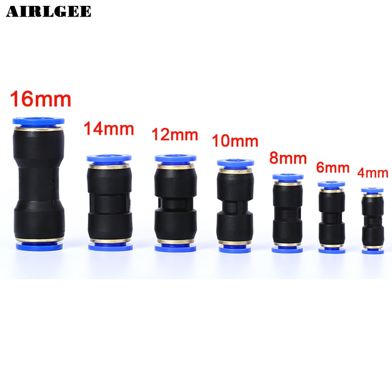 5Pcs/lots 2 Way Pneumatic Quick fittings PU 4 6 8 10 12 14 16mm Straight Push In Connectors Air Tube joint Coupler