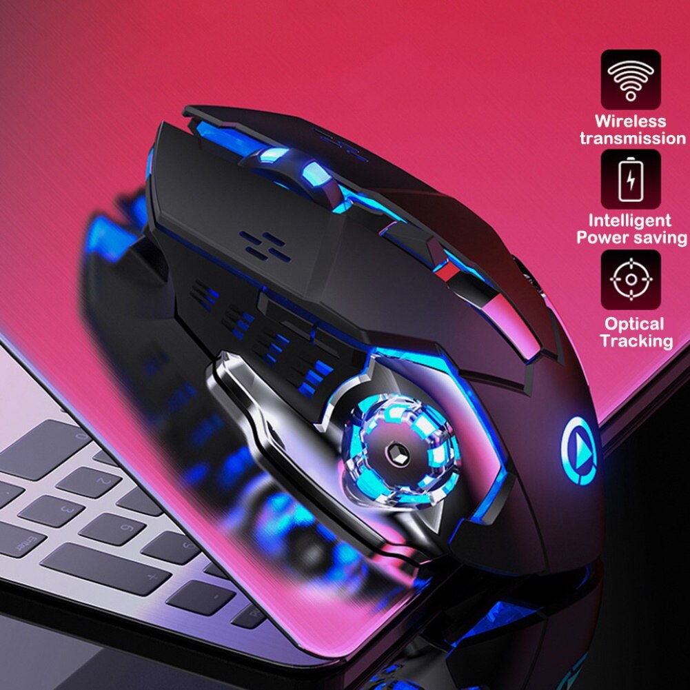 Wireless Gaming Mouse 1600 DPI Rechargeable Adjustable muti-Color Backlight Breathing Gamer Mouse Game Mice for PC Laptop