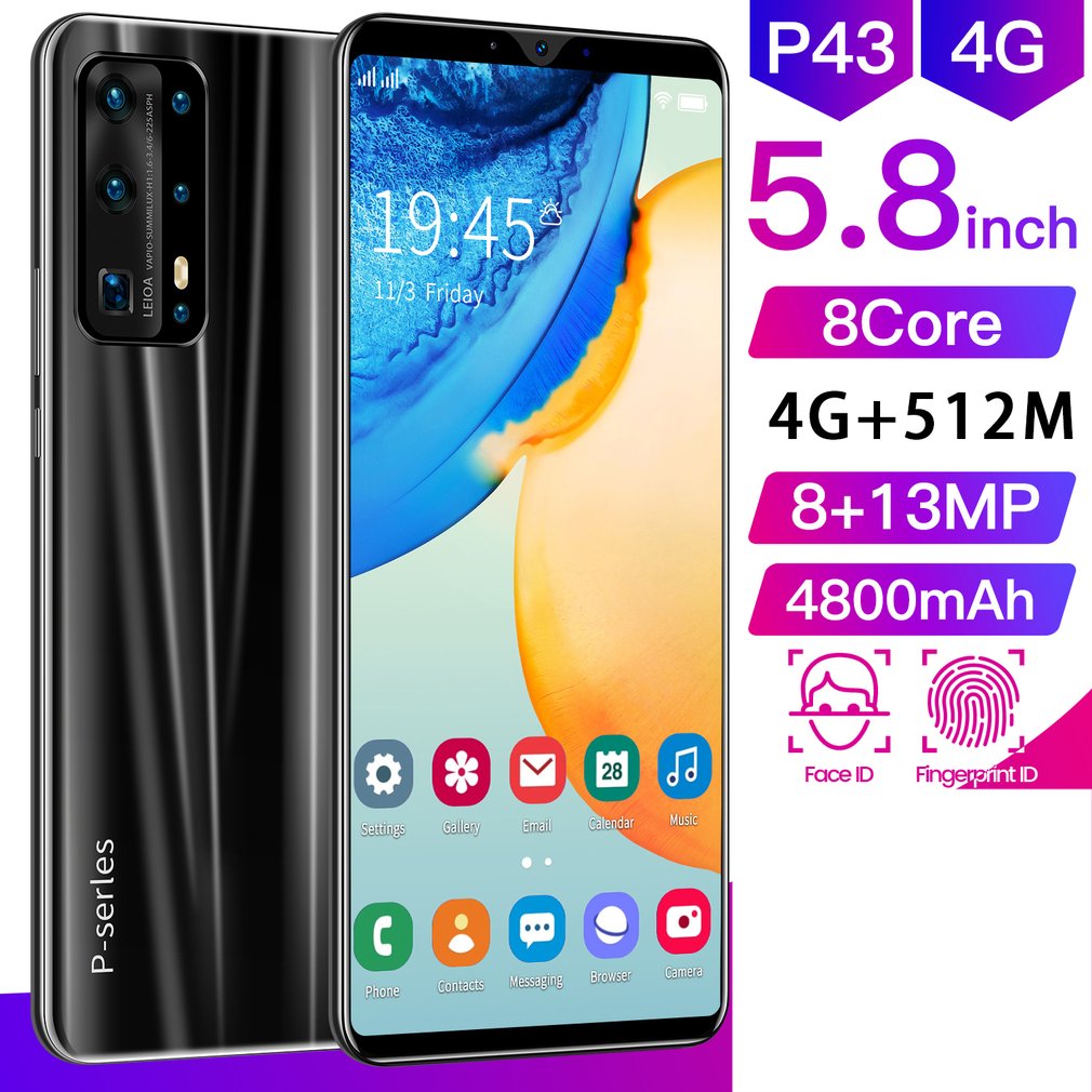 Schnelle deliverP43 Profi 5,8 Zoll hoch Definition voll Großen Bildschirm Smartphone 512MB + 4G Fingerabdruck Anerkennung Dual Sim praktisch