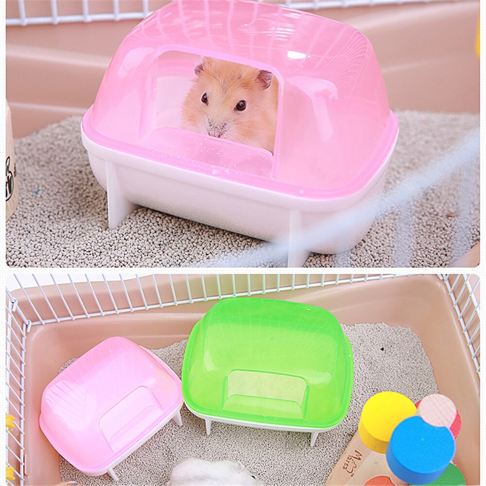 Hamster Bath Room Plastic Chinchilla Bathing Cage House Toilet Bath Salt Body Washing for Squirrel Baby Rabbit Litter Box