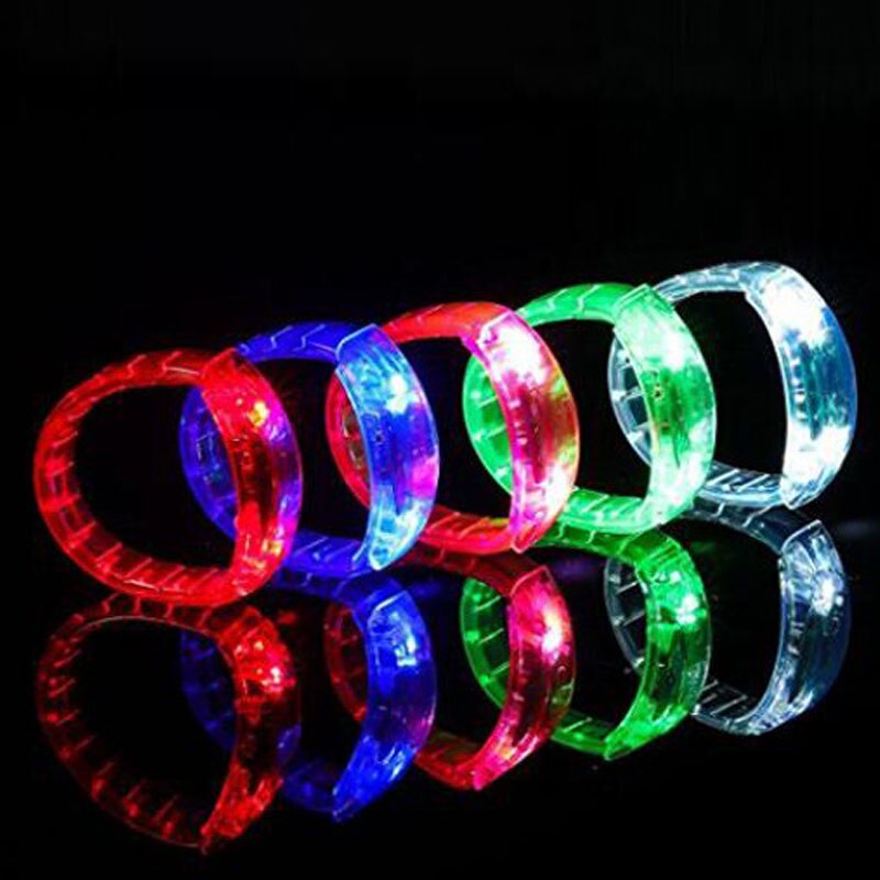 Glow LED Light Up Wristband Voice Control Flashing Bracelet Bangle Cheer Props Rave Glow Party Christmas