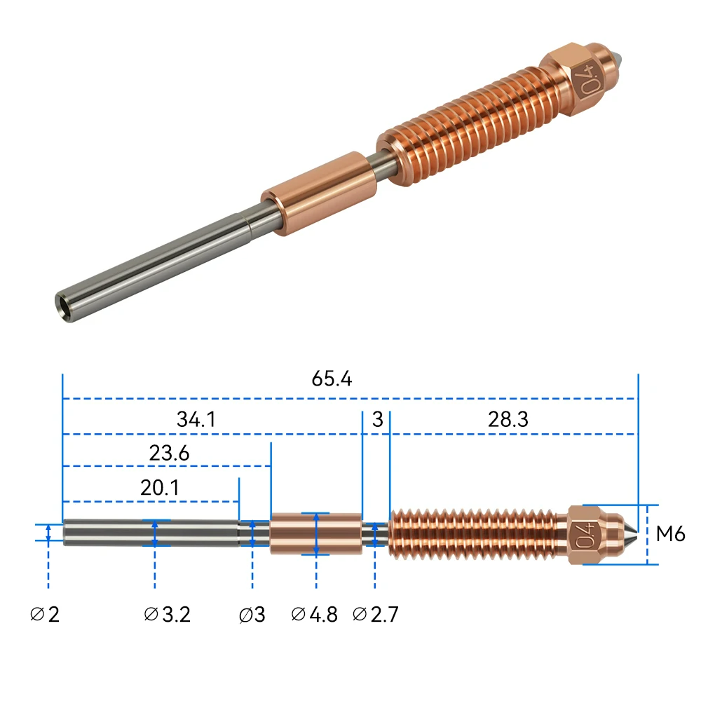 Nozzles K1C K1 Max Ender 3 V3 Nozzle 0.2/0.4/0.6/0.8/1.0mm All-in-one Copper Titanium Nozzles High Speed Print Upgraded Nozzle