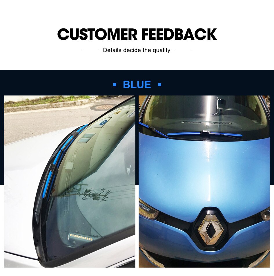 HESITE Colorful Wiper Blades For Citroen C4 Cactus Hatchback 1.2 1.6 Model 26"+17" Red Wipers