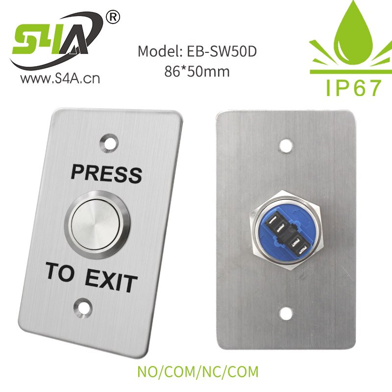 IP67 Waterproof Outdoor Gate Opener Door Lock 1.7mm Thick 304 Stainless Steel Panel Door Exit Button Switch NO NC COM 12V GND: EB-SW50D
